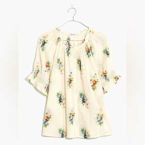 Madewell Smocked Button-Down Top in Classic Corsage